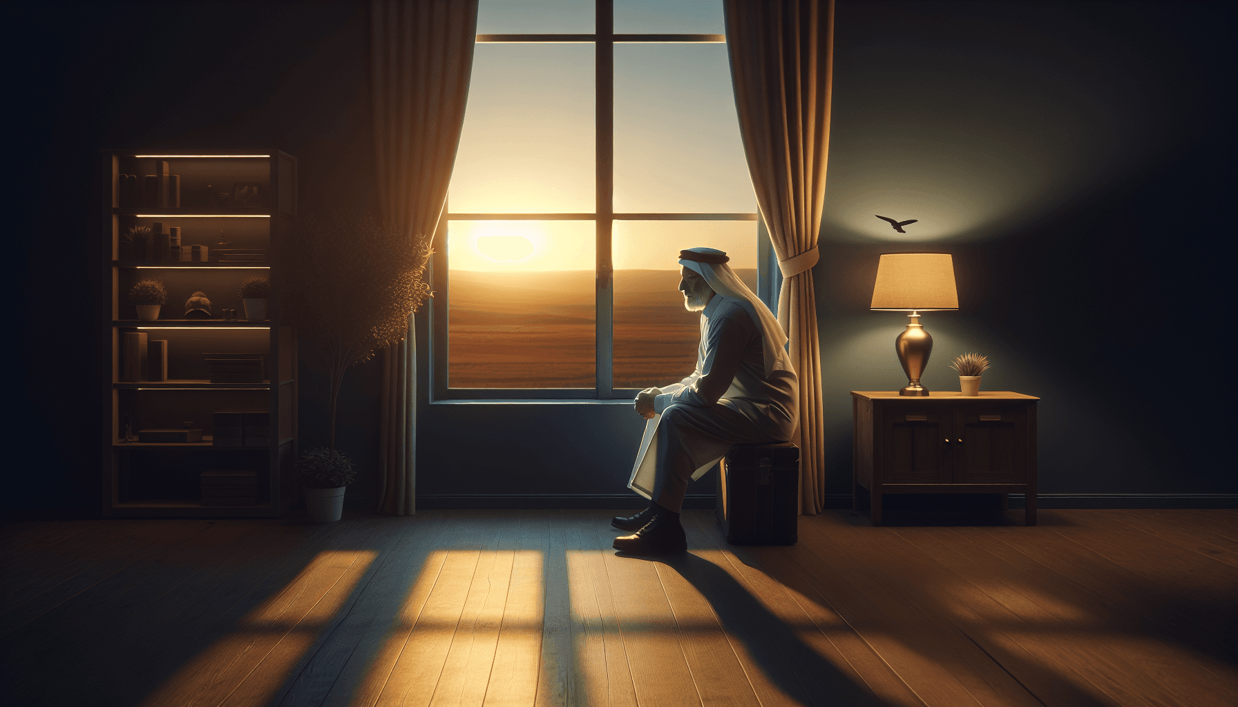 A veteran sitting by a window in quiet reflection, representing the invisible weight of PTSD